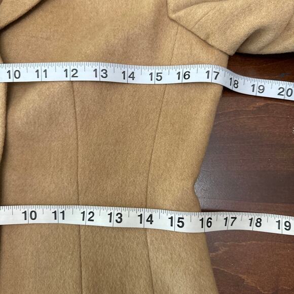 VTG Talbots Coat Women 2P Tan Camel Hair Jacket Blazer Lined Shoulder Pad Pocket - Picture 12 of 13